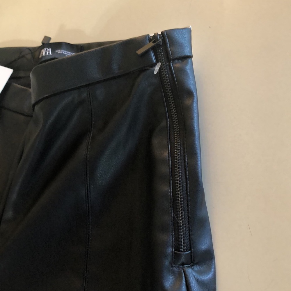Zara BNWT black leather high rise leggings size small S - Picture 3 of 8